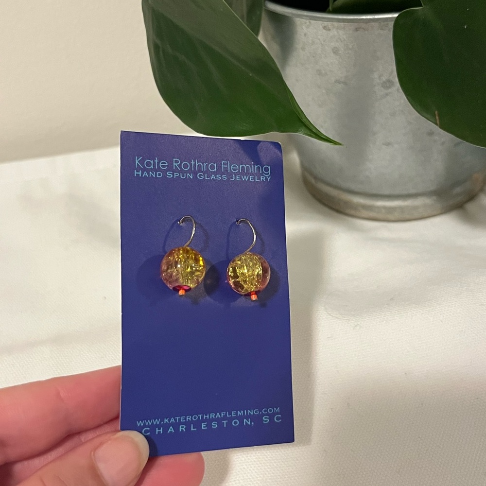 Kate Rothra Fleming - glass yellow and pink earrings